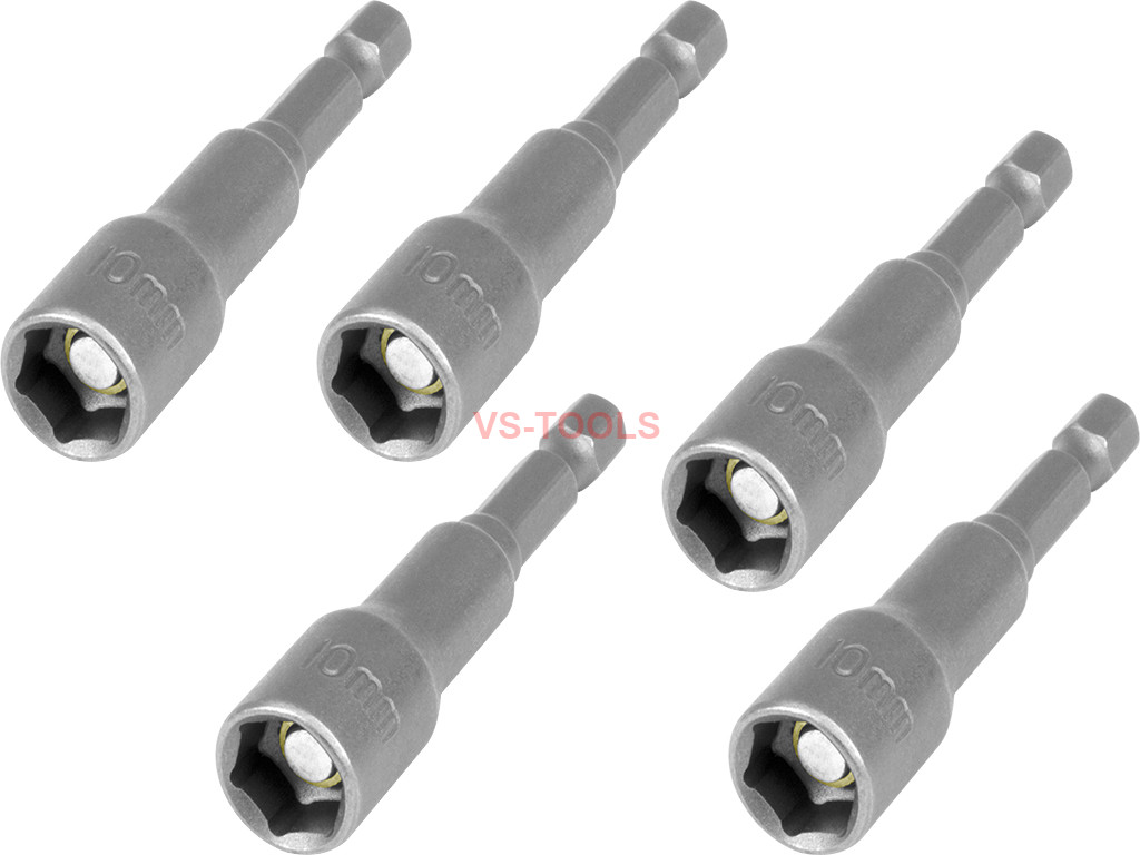 5pcs ¼ Hex 10mm 65mm Professional Metric Socket Nut Drivers eBay